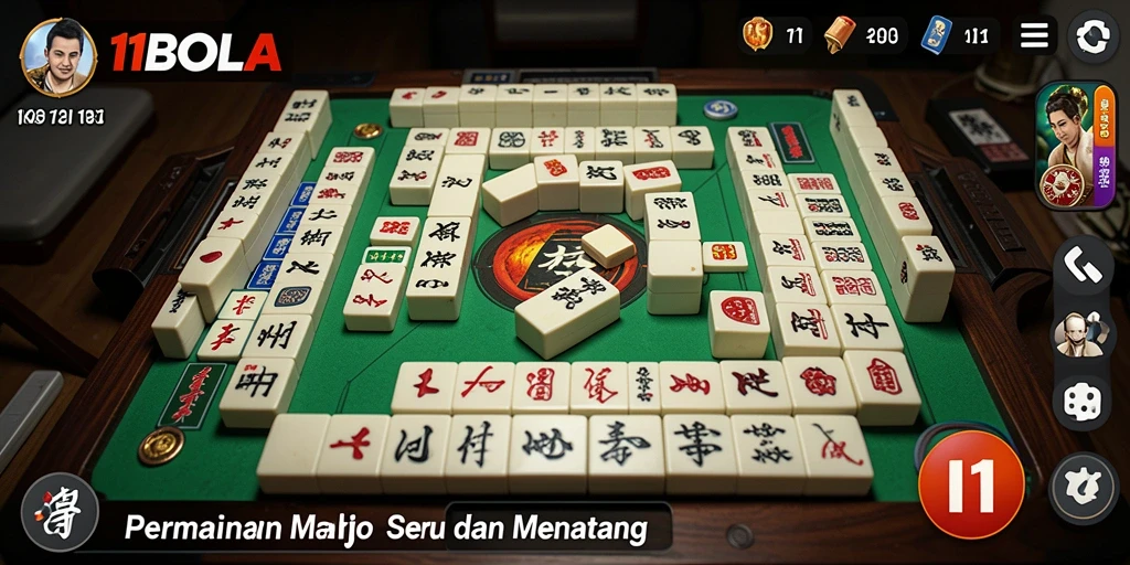 Tampilan gameplay Mahjong di 11BOLA yang menarik dan interaktif.
