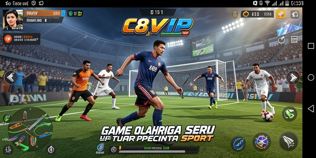 Tangkapan layar C8VIP menampilkan aksi seru gameplay olahraga.